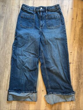 Wide-Leg Dark Blue Women’s Jeans